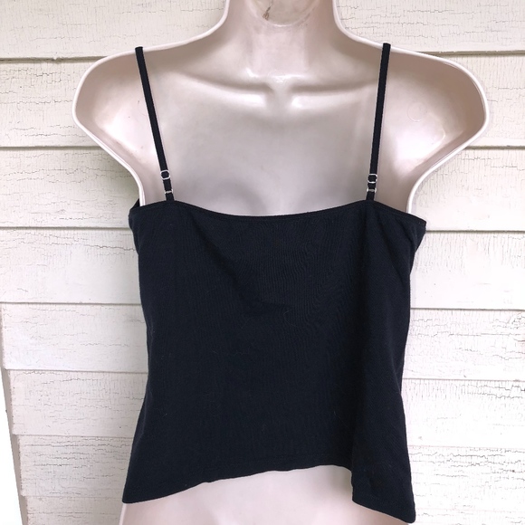 J CREW adj strap bra top cami/black/cotton w/5%spa - Picture 3 of 3